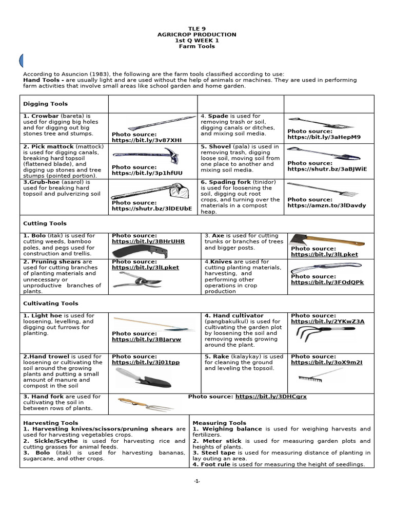 Classification of Agricultural Tools | PDF | Tillage | Harvest