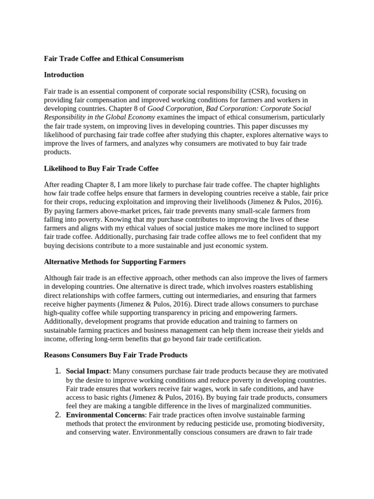 Fair Trade Coffee and Consumer Ethics | PDF | Fair Trade | Sustainability