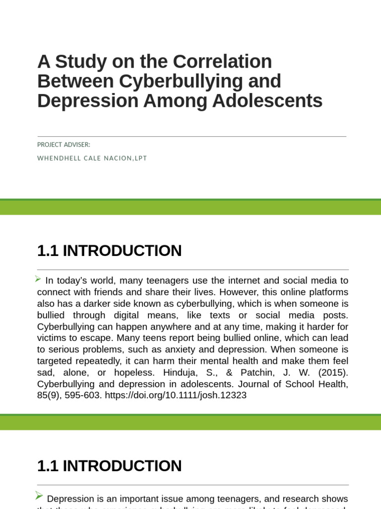 Cyberbullying and Adolescent Depression Study | PDF | Cyberbullying ...