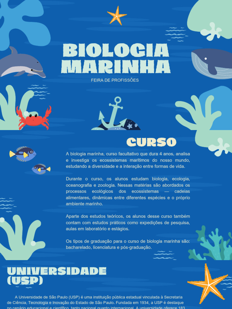 Curso e Pós-Graduação em Biologia Marinha | PDF | Pós-graduação | Biologia