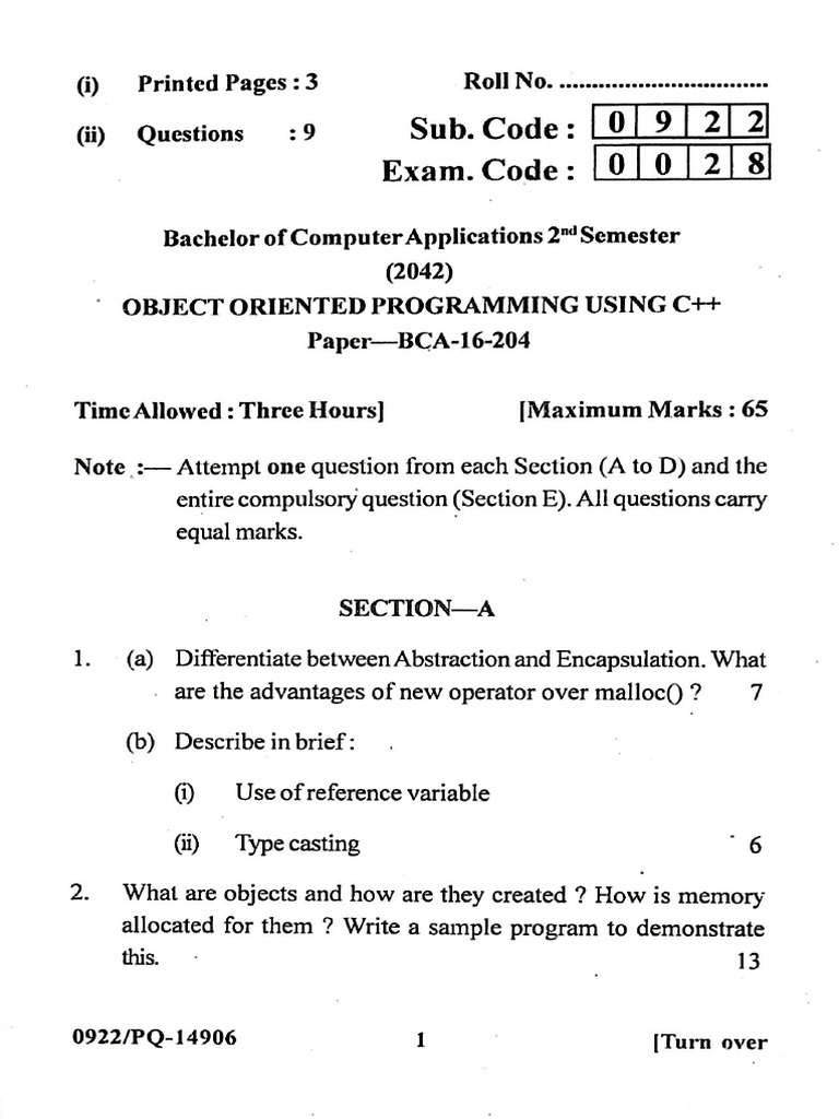 BCA - 2nd Sem - June 2022 | PDF