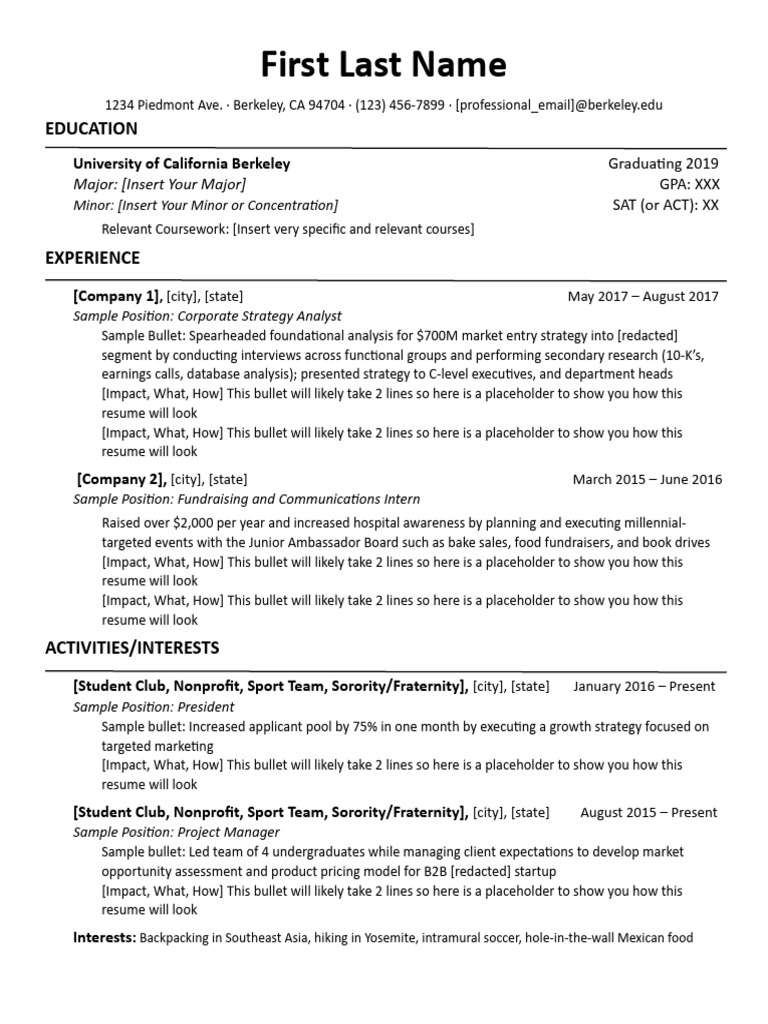 UC Berkeley Resume Template | PDF