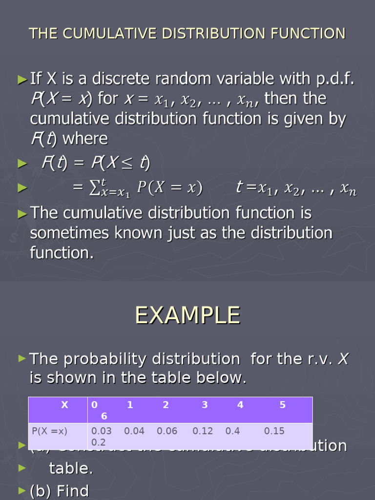 Cumulative Distribution Function | PDF | Teaching Methods & Materials