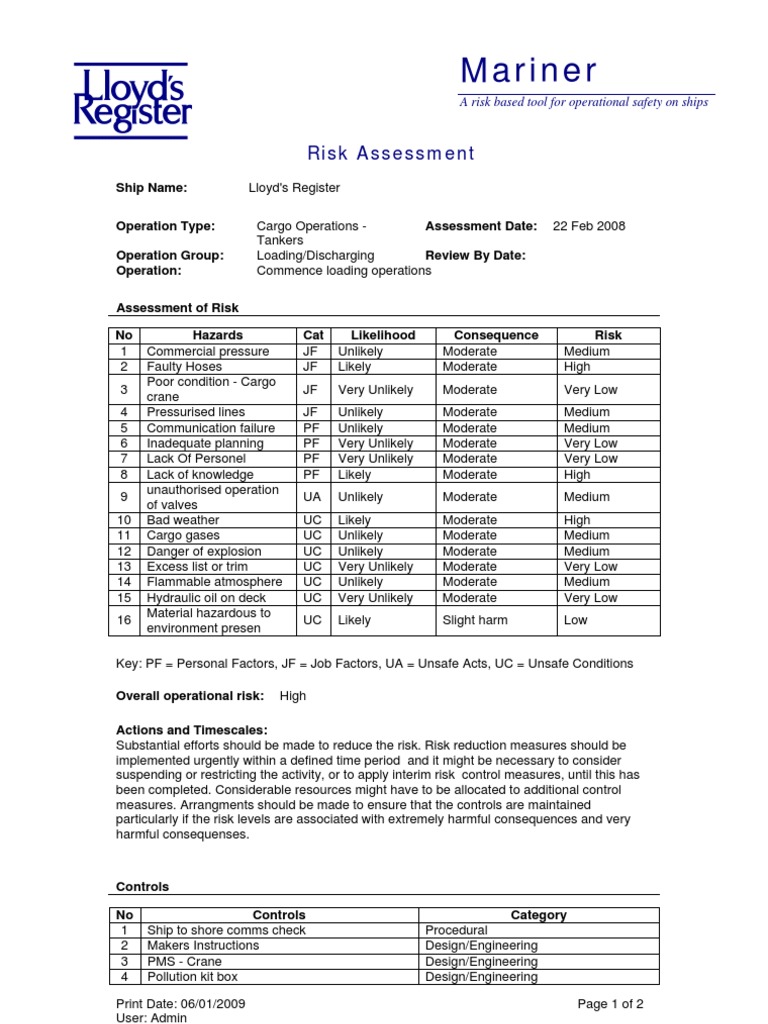 Ship Safety Risk Assessment Tool | PDF | Personal Protective Equipment ...