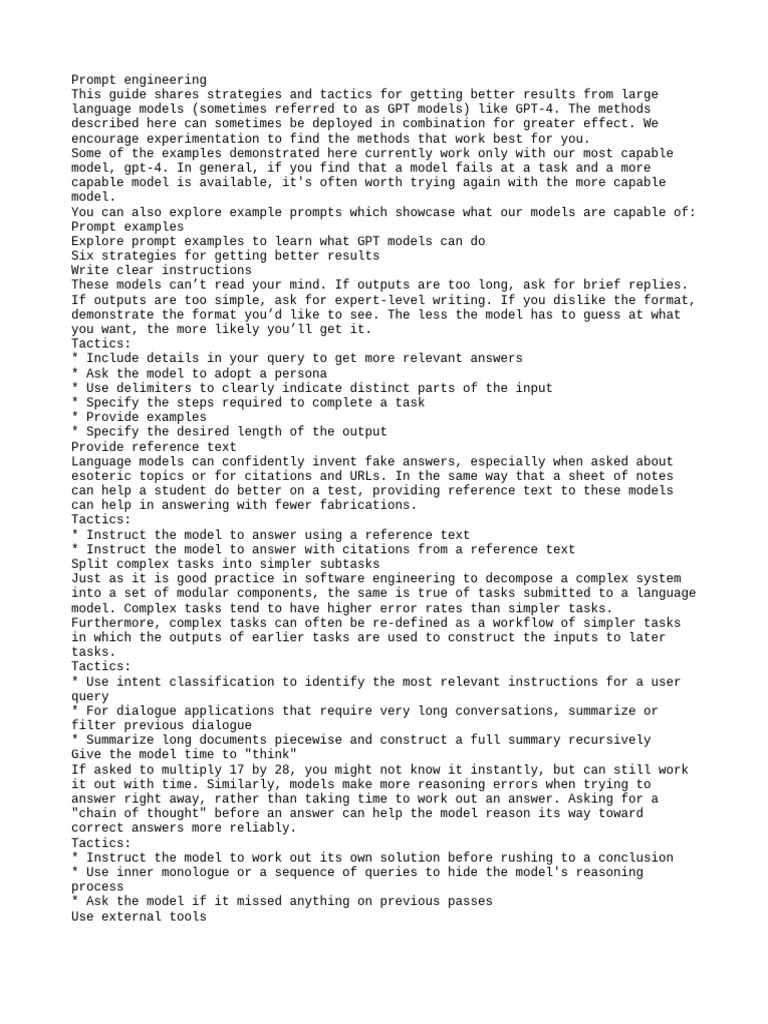 Prompt Engineering Techniques - by OpenAI (For Consult) | PDF ...