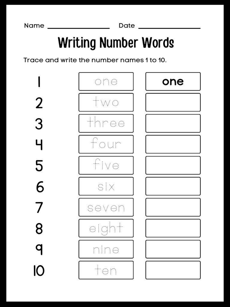 Writing Numbers 1 To 20 in Words Math Worksheets For Kids | PDF ...