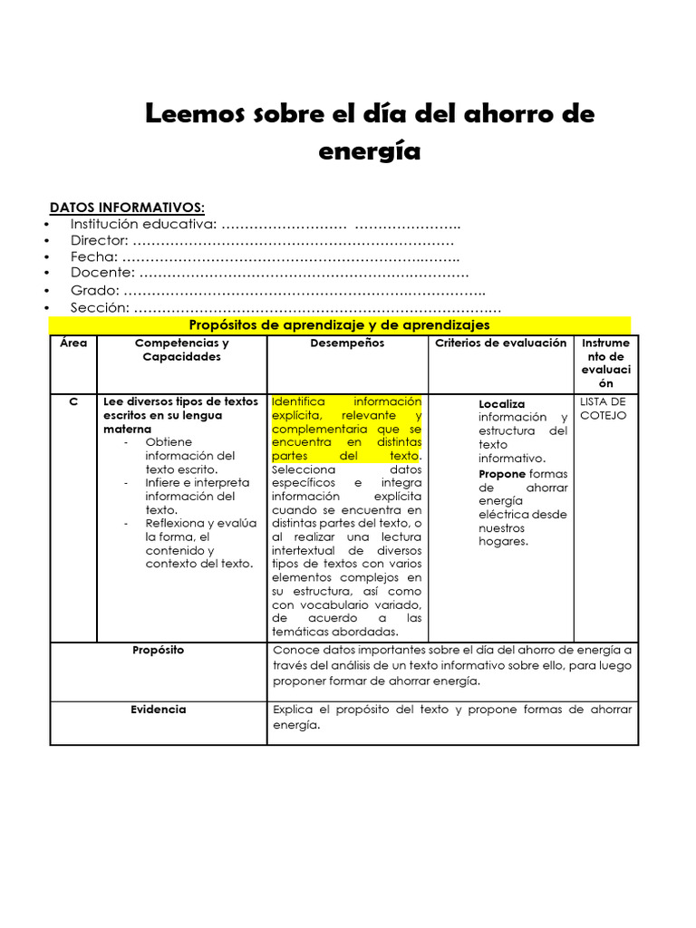 Ahorro de Energía: Actividades para Niños | PDF | Uso eficiente de energía