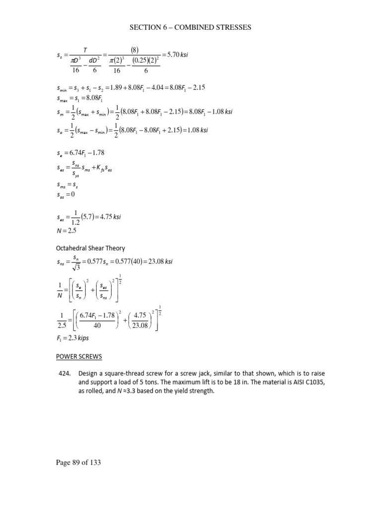 Power Screw | PDF | Stress (Mechanics) | Strength Of Materials