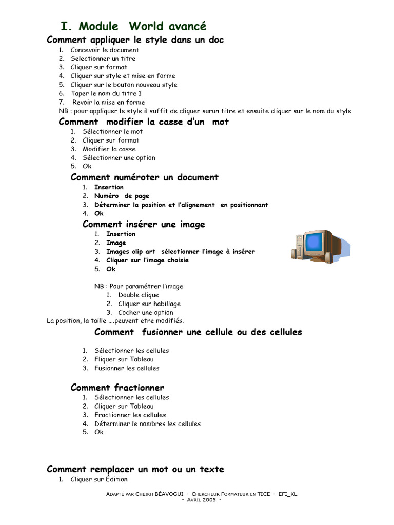 Module Word et Excel Avancé | PDF | Microsoft Excel | Suite Office pour ...