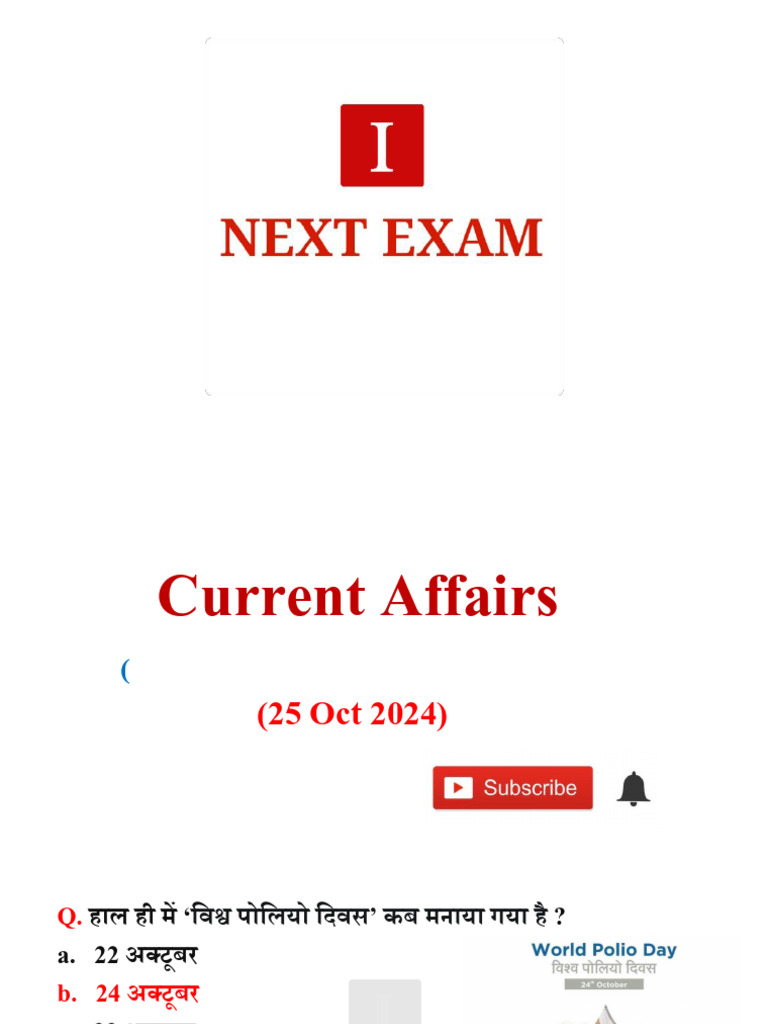25 Oct 2024 Current Affairs by NEXT EXAM | PDF