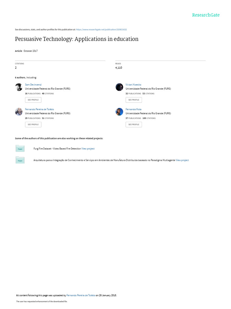 Persuasive Technology Applications In Education Pdf Learning