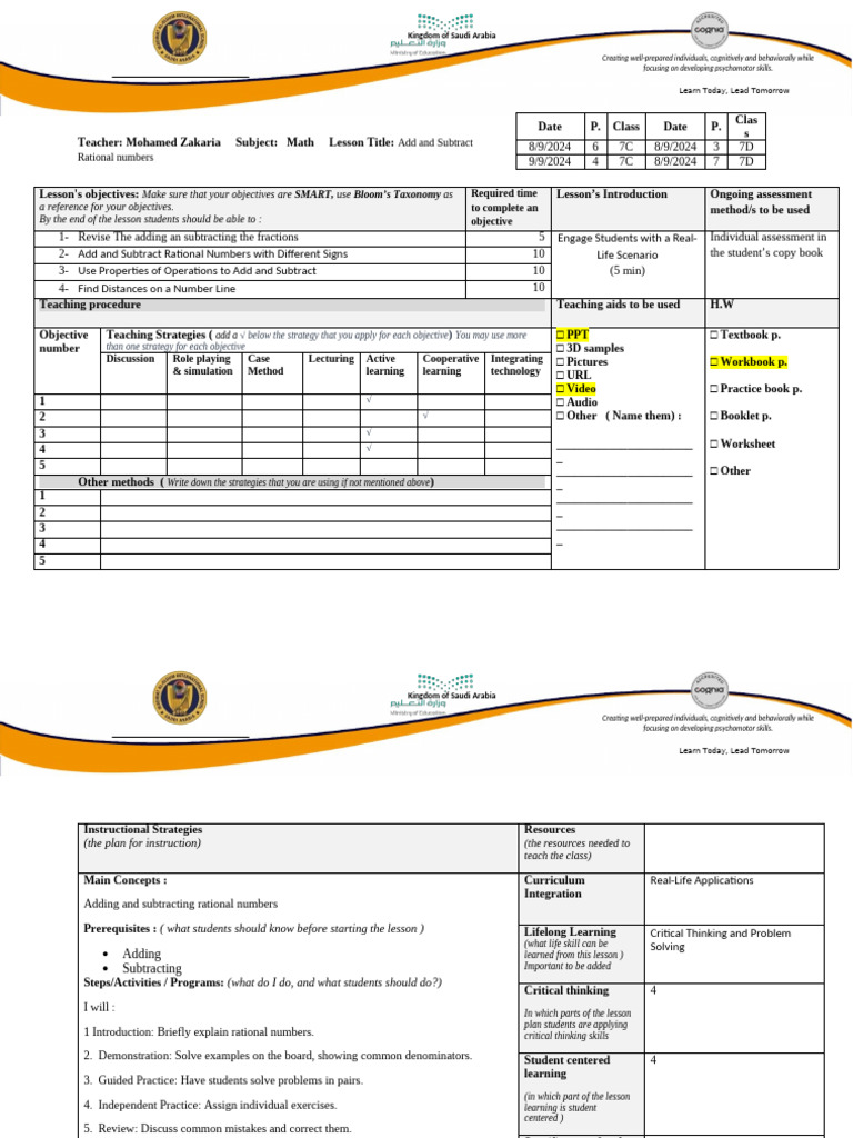 Lesson 5 Adding And Subtracting Rational Numbers Pdf Critical