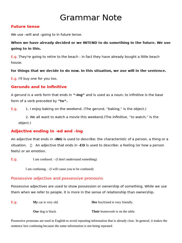 Grammar Note | PDF | Grammatical Tense | Verb