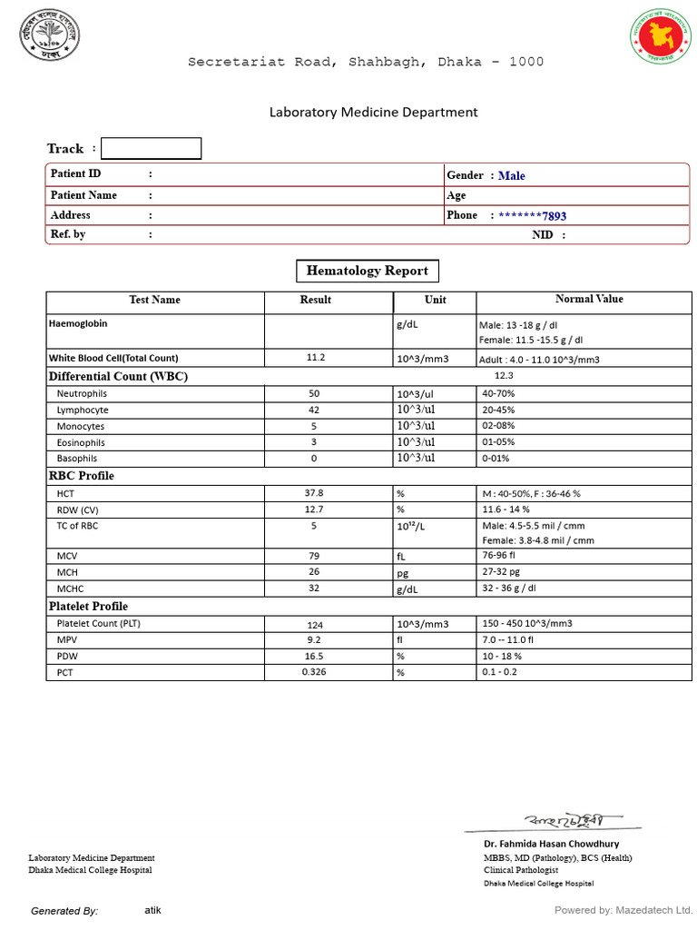 Hematology Report Summary | PDF | White Blood Cell | Cell Biology