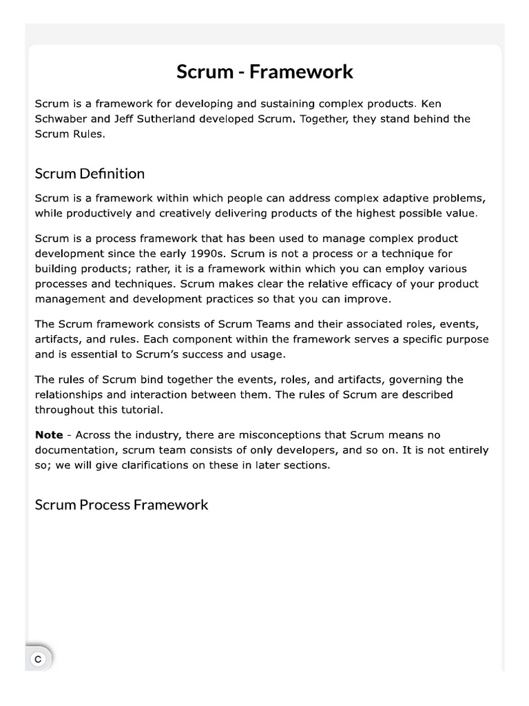 Scrum Framework | PDF