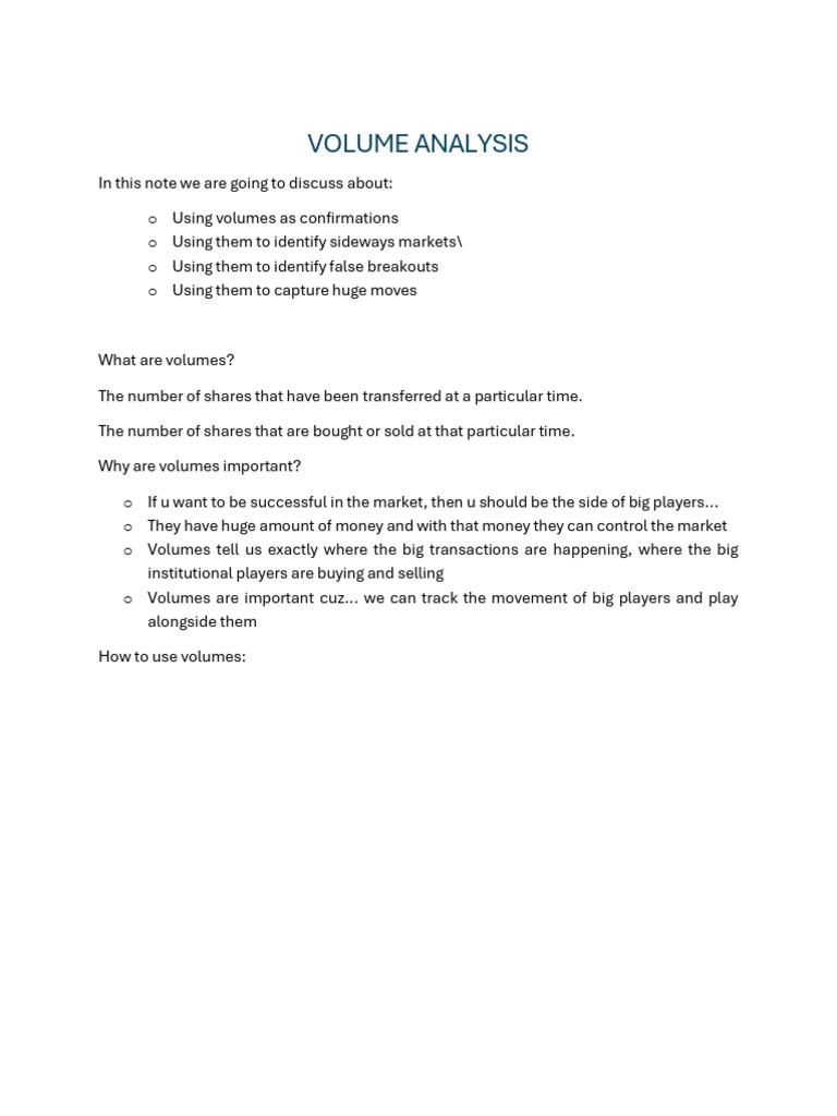 Volume Analysis for Trading Success | PDF | Economies | Investing