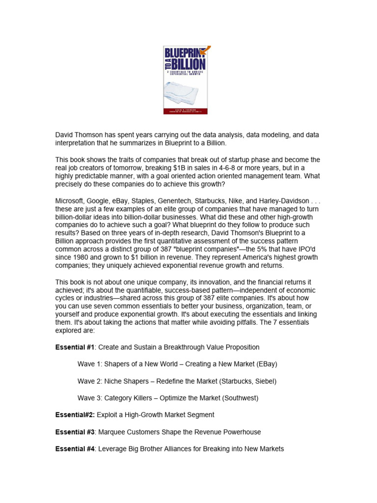 Blueprint To A Billion 16 Pdf Business Business Economics