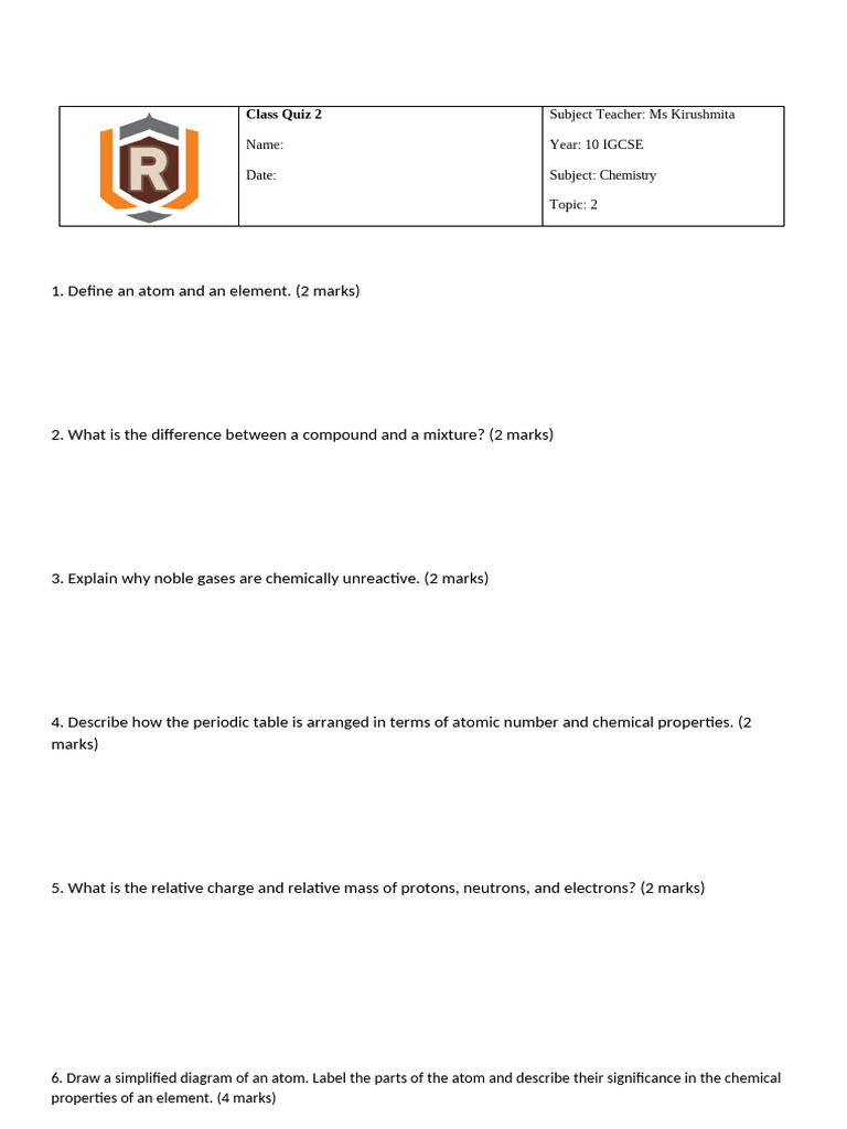 Quiz Y10 | PDF | Teaching Methods & Materials | Technology & Engineering