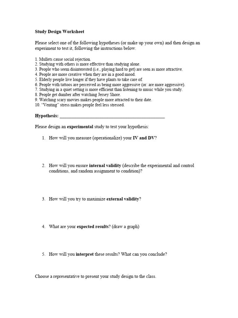 SOCIAL5 IIG Ch02 Studying Social Cognition Study Design Handout | PDF