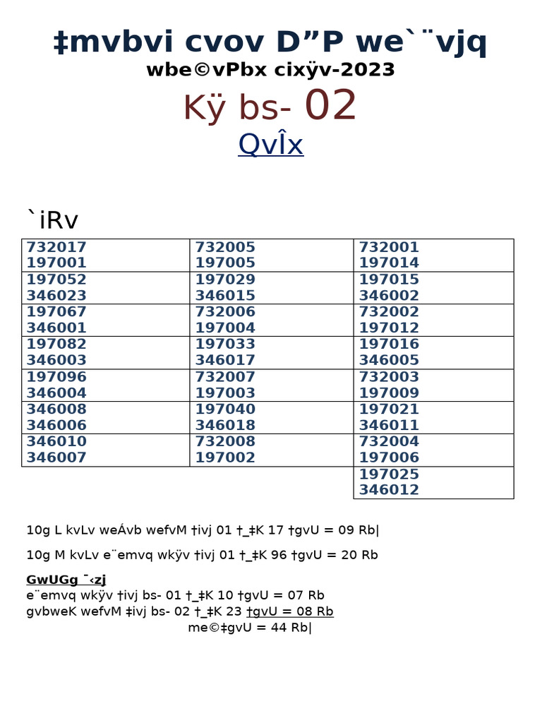 Numeric Code Reference Guide | PDF
