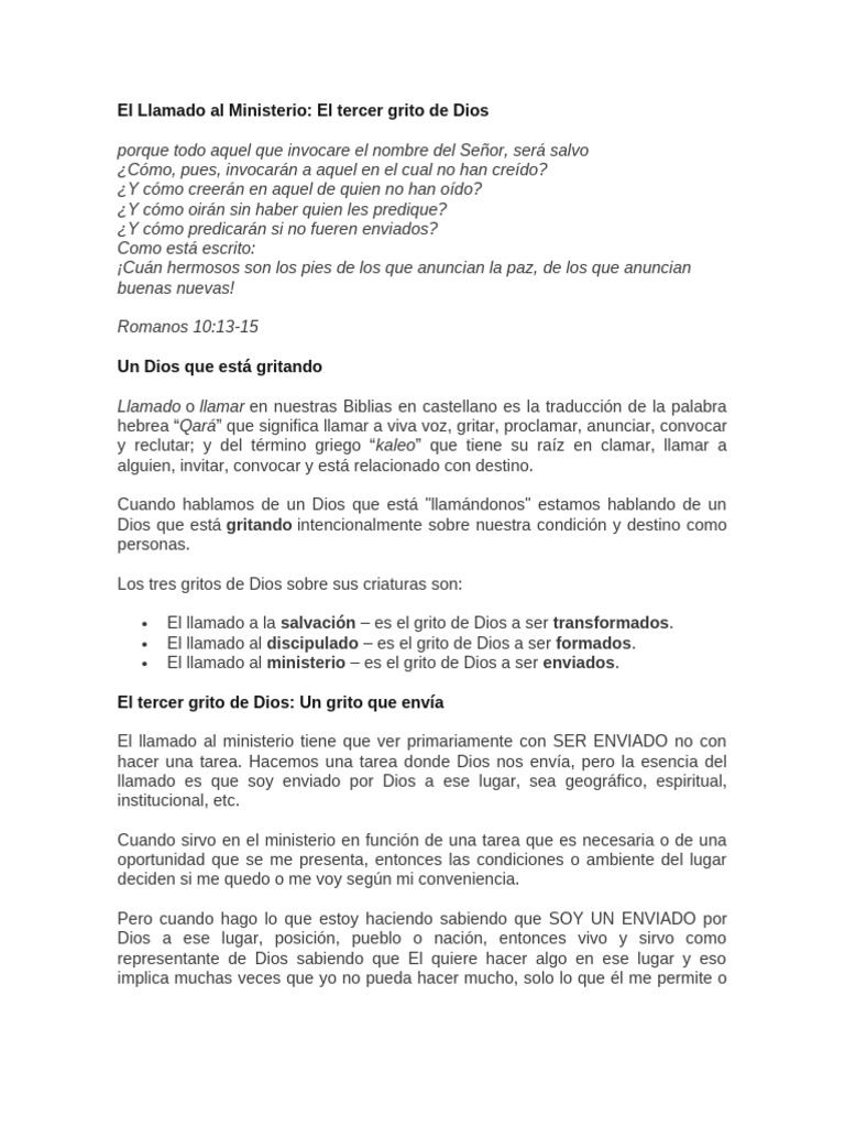 El Llamado de Dios al Ministerio | PDF | Iglesia cristiana | Jesús