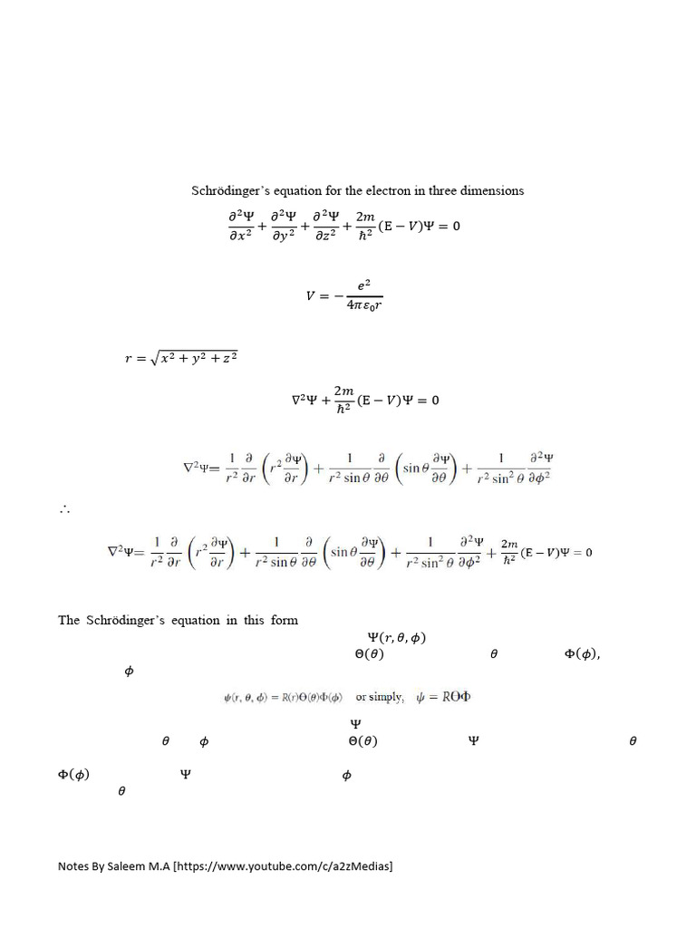 Quantum Mechanics of the Hydrogen Atom | PDF | Atomic Orbital | Electron