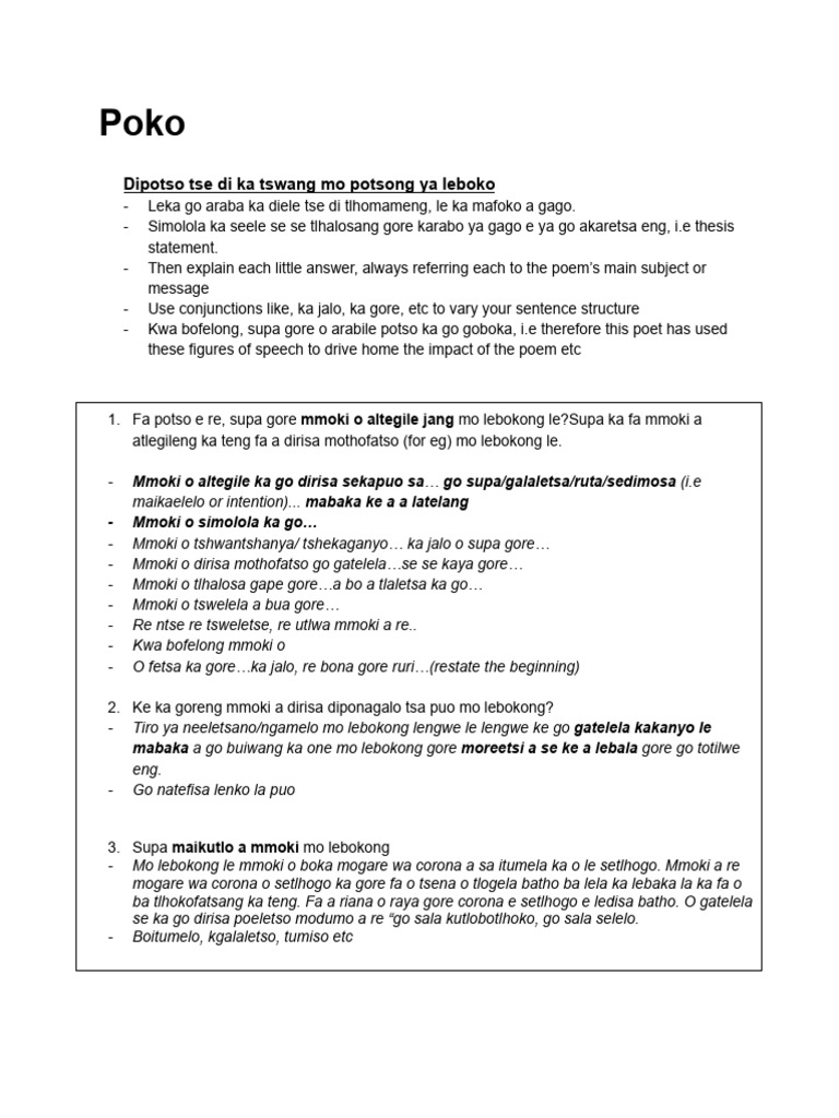 Diponagalo le Mothofatso mo Poko | PDF | Language Arts & Discipline ...