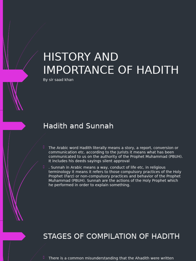 History and Importance of Hadith | PDF | Hadith | Muhammad