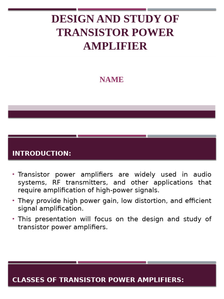 Transistor Power Amplifier | PDF | Technology & Engineering