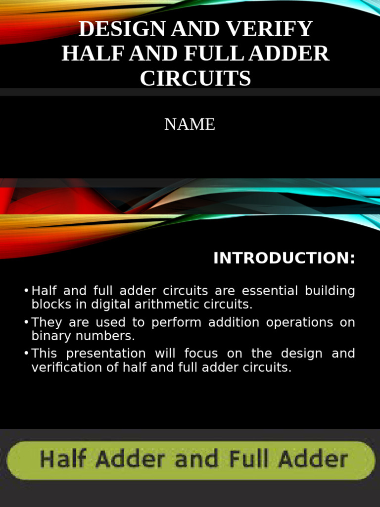 Verify Half and Full Adder Circuits | PDF | Computer Engineering ...
