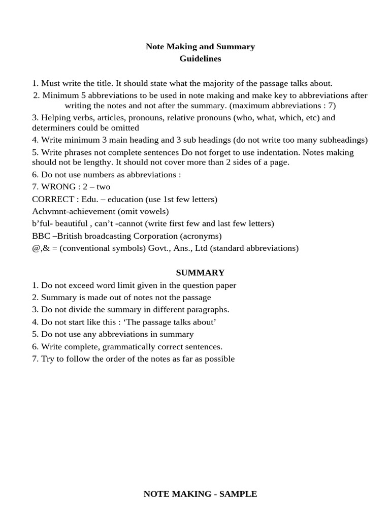 Note making fomat guidelines sample pdf hope love