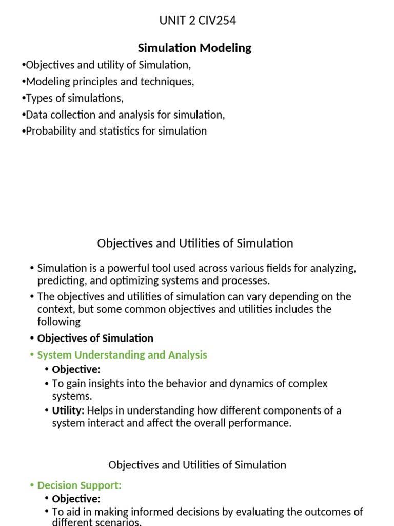 Simulation Modeling: Objectives & Utilities | PDF | Statistics | Data ...
