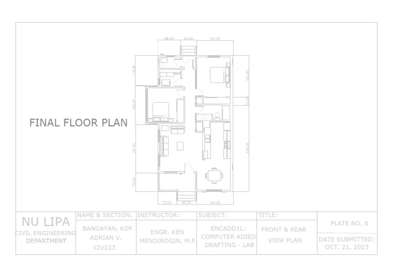 Plate 7 - (Final Floor Plan) Kim Adrian Bangayan | PDF