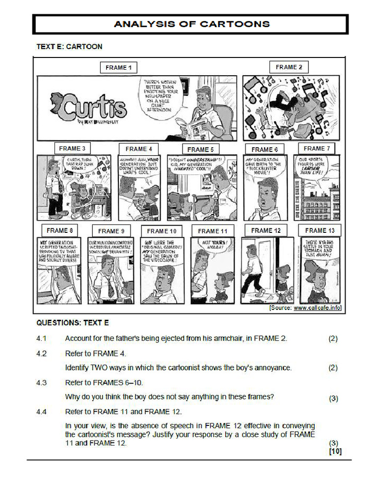 Language Cartoon Analysis - Revision Exercises | PDF