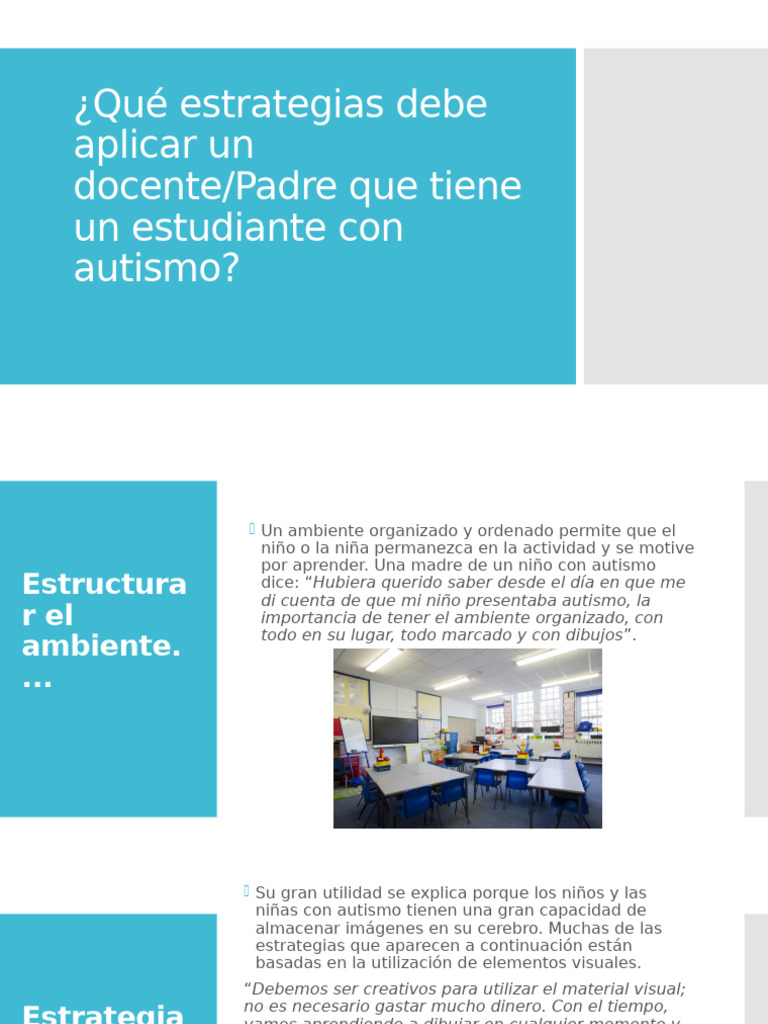 Estrategias para apoyar a estudiantes con autismo | PDF | Aprendizaje ...