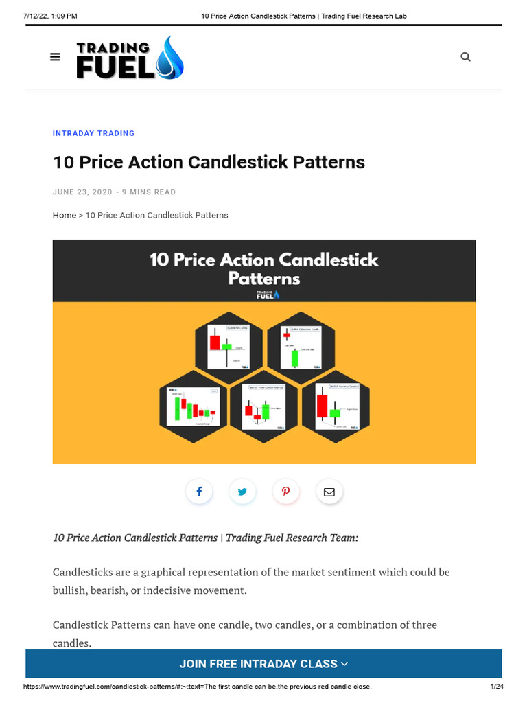 10 Price Action Candlestick Patterns _ Trading Fuel Research Lab | PDF