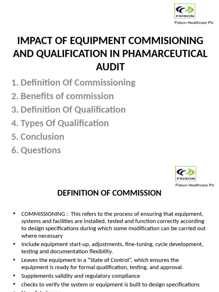 Commissioning and Qualification in Pharma | PDF | Verification And ...