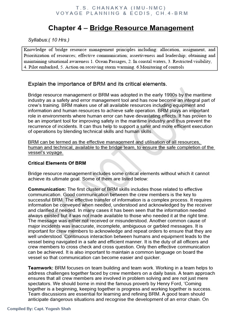 Bridge Resource Management Essentials | PDF | Situation Awareness ...