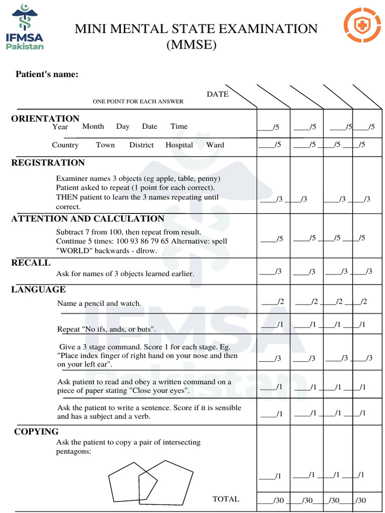 Mini Mental State Examination Guide | PDF | Science & Mathematics