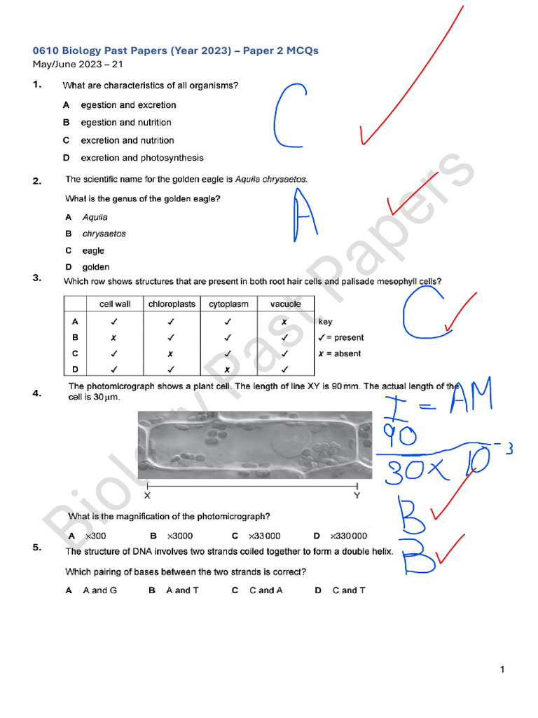 2023 Biology Paper 2 Past Papers | PDF