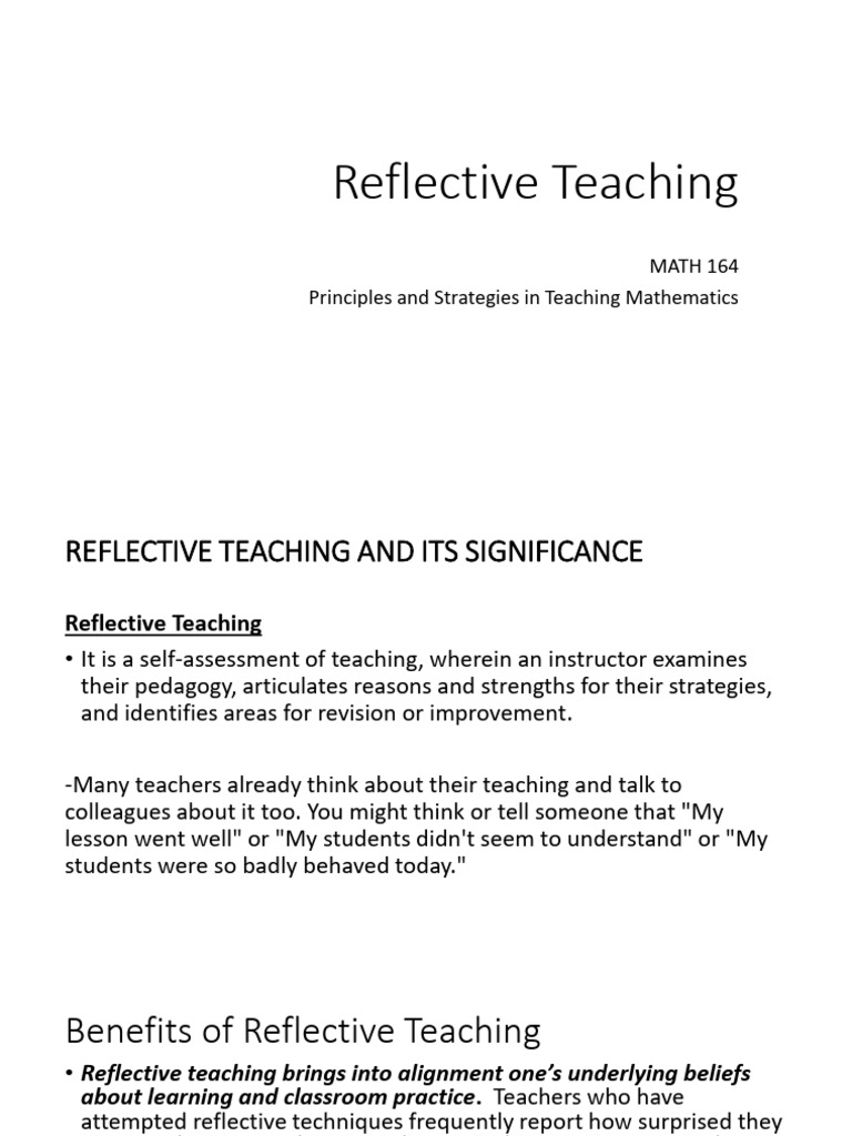 Reflective Teaching Lecture | PDF | Differentiated Instruction ...