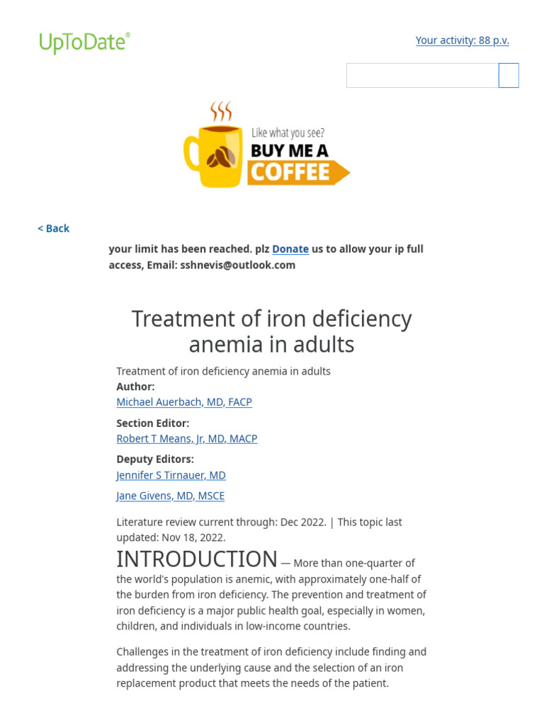 Iron Deficiency Anemia Treatment | PDF | Inflammatory Bowel Disease ...