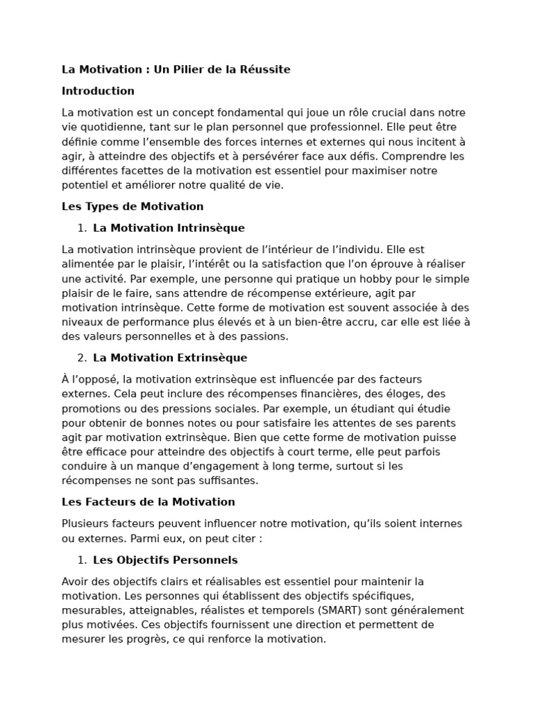 Comprendre la Motivation pour Réussir | PDF | Motivation | Motivant