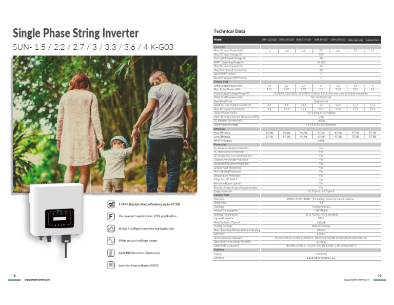 1.5kW Single Phase Inverter Specs | PDF | Alternating Current | Power ...
