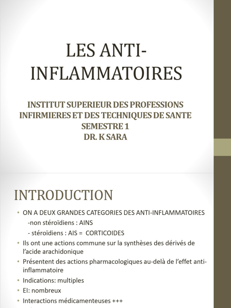 Anti-inflammatoires non stéroïdiens | PDF | Prostaglandine | Anti ...