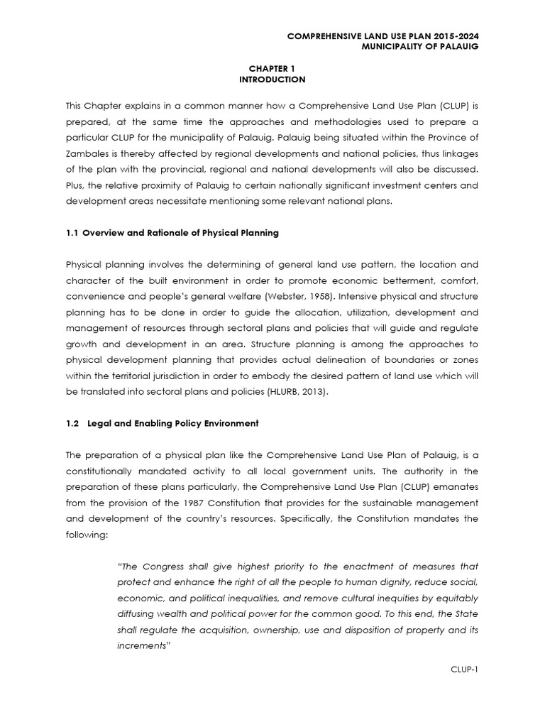 Palauig Zambales Comprehensive Land Use Plan | PDF | Flood | Governance
