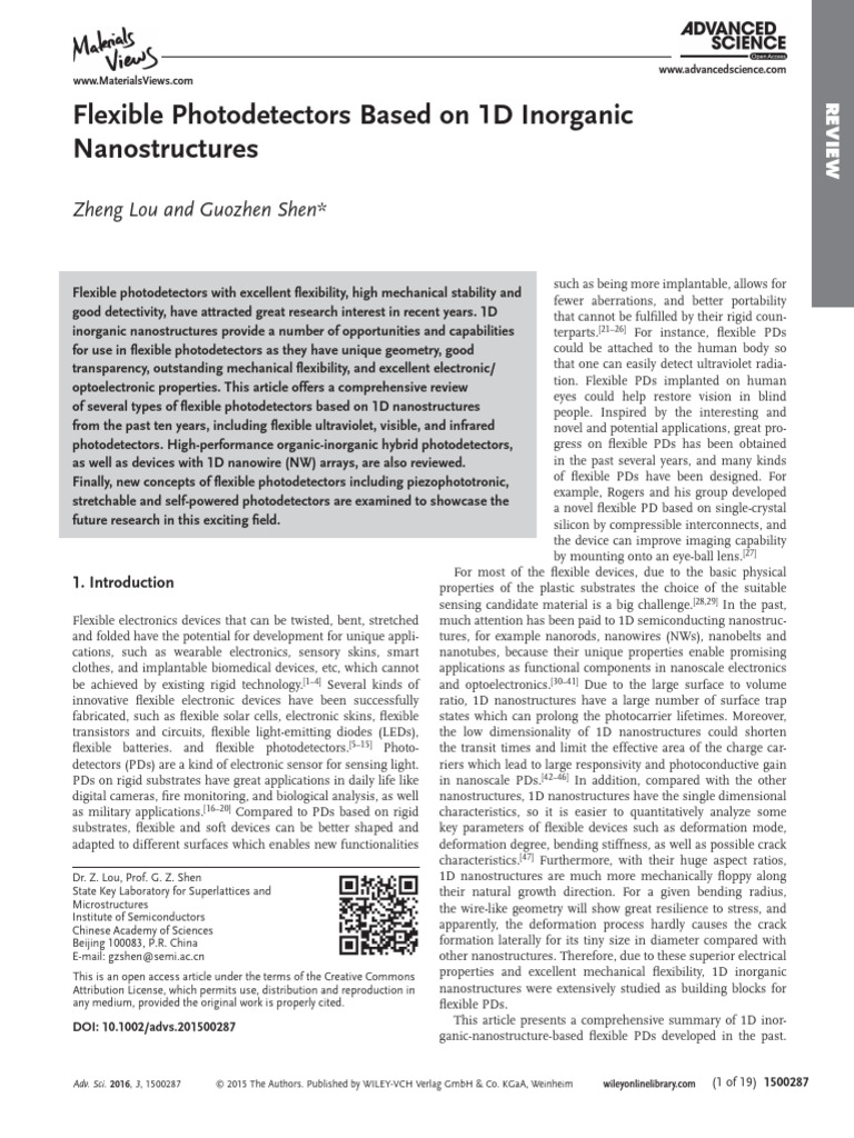 Flexible Photodetectors Based On 1D Inorganic Nanostructures | PDF ...