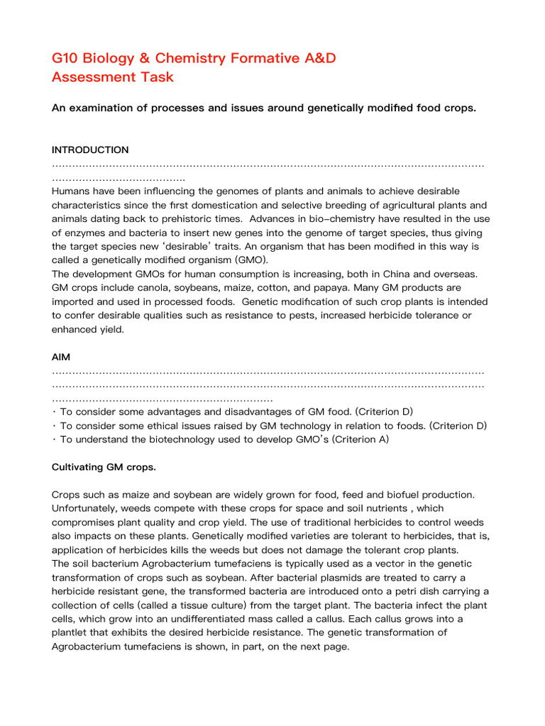 GM Crop Modification Processes Explained | PDF | Genetic Engineering ...