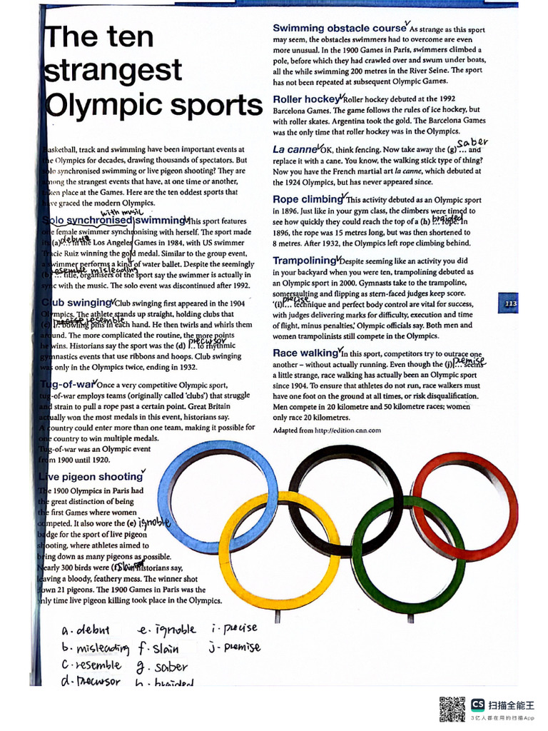 Olympic - Reading Exercise - #3,4,5 - Angel Huang | PDF