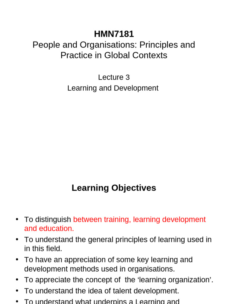 Learning and Development in Organizations | PDF | Learning | Learning ...